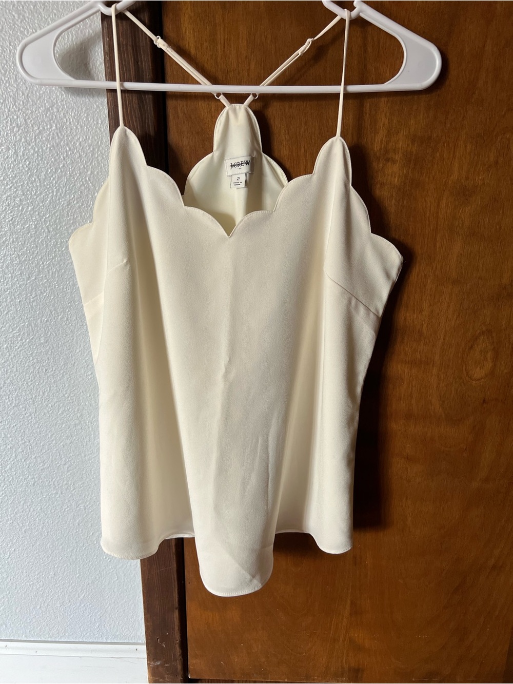 J. Crew Cream Scalloped Neck Cami